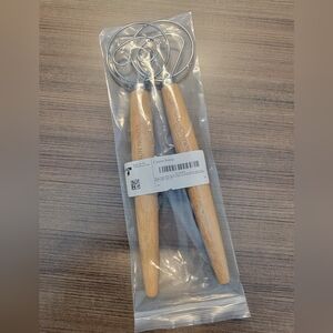 Wooden Handle Dough Whisk Set